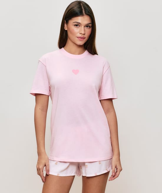 Striped shorts with teddy bear pattern;