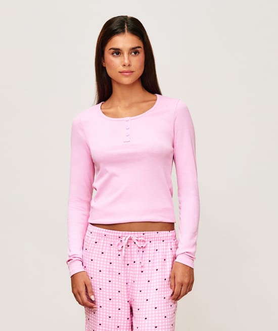Long sleeve ribbed jersey top;