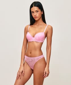 Lace floral plunge bra;