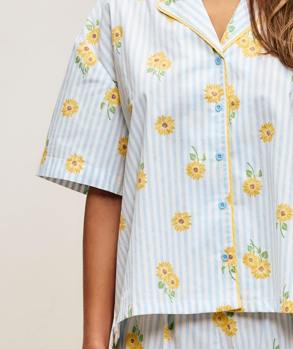 Sunflower printed cotton shirt;