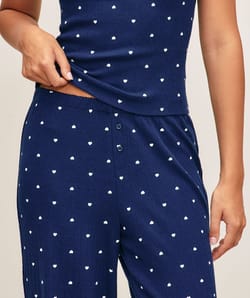 Heart print stitch pants;