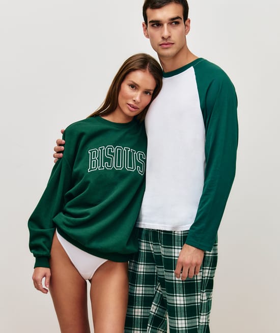 Checkered cotton pajama set;