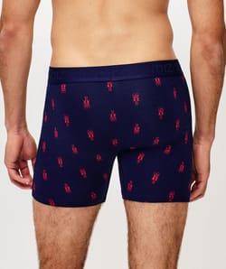 Cotton boxer shorts with lobster print;