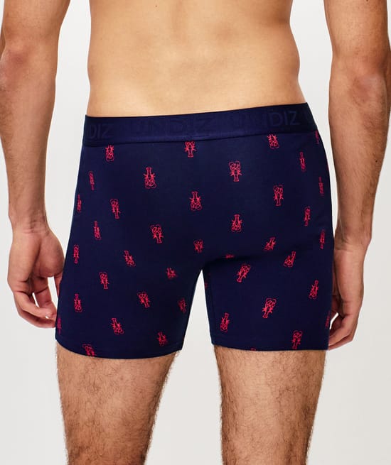 Cotton boxer shorts with lobster print;