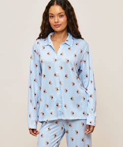 Ensemble chemise et pantalon &agrave; rayures et petits chiens;