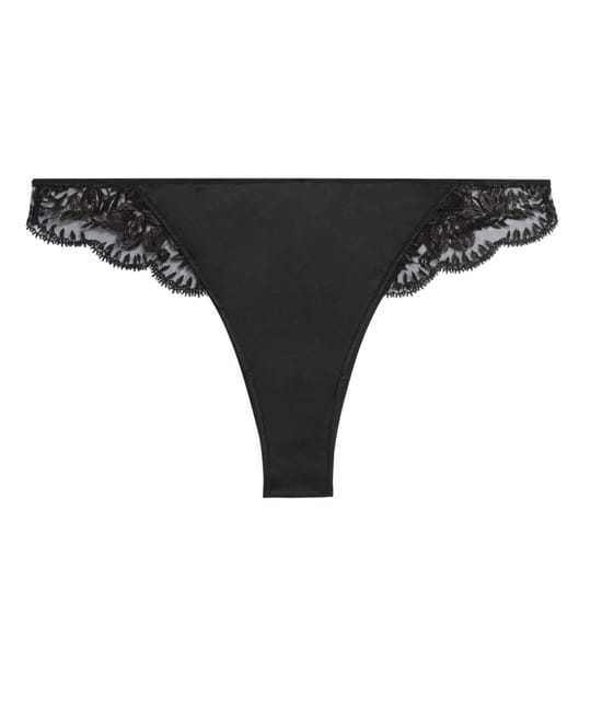 Microfibre thong with embroidery;