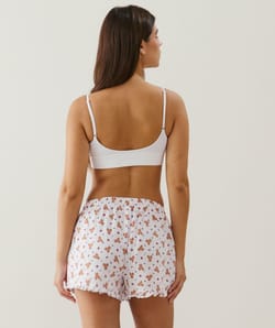 Flannel shorts with teddy bear print;