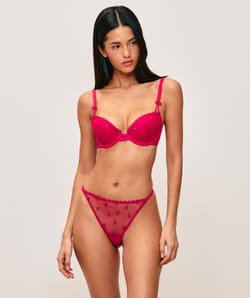 Cherry print padded bra;