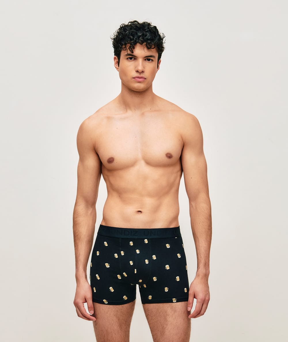 Boxer en coton avec imprim&eacute; bi&egrave;re;