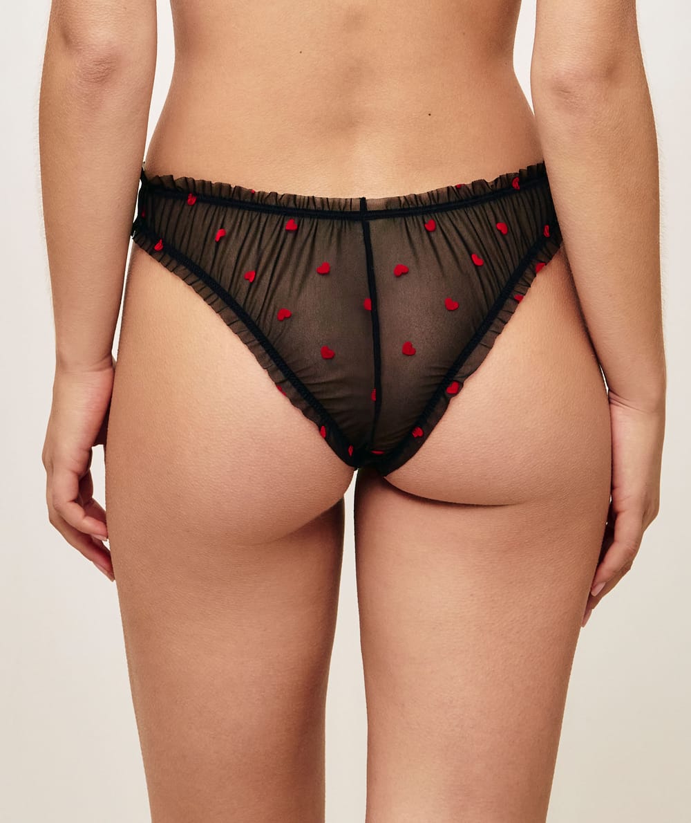 Heart pattern tulle thong;
