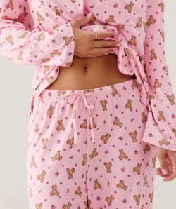 Pantalon en jersey côtelé à motifs oursons;