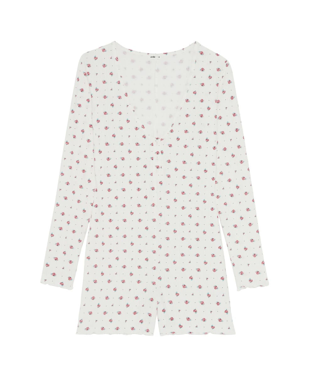 Floral print jersey jumpsuit;