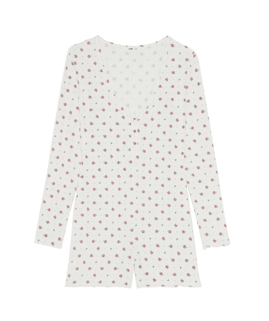 Floral print jersey jumpsuit;