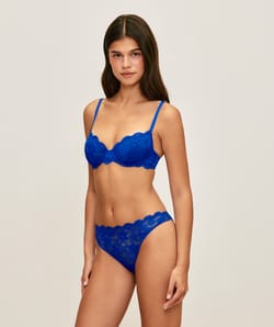 Floral lace balconette bra;