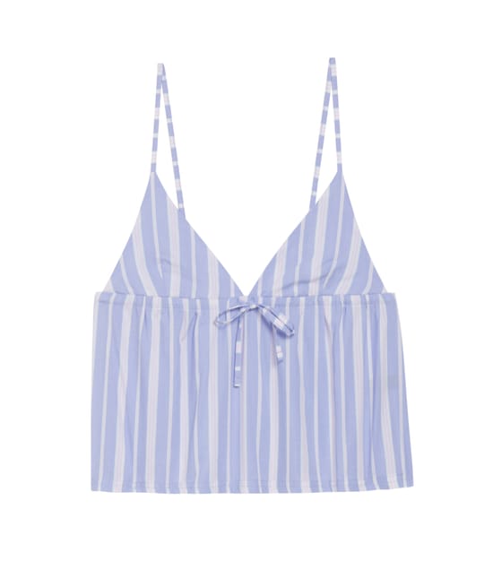 Top en coton &agrave; rayures;