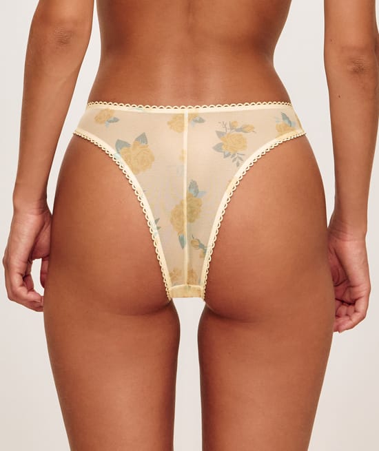 Floral mesh thong;