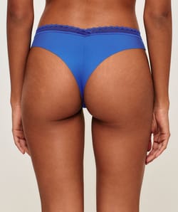 Microfiber and lace thong;