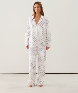 Ribbed jersey trousers with floral pattern;