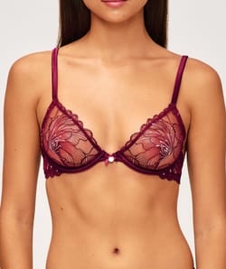 Geborduurde en paillet mesh balconette beha;