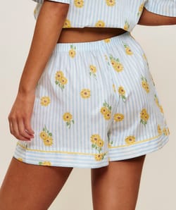 Short en coton imprim&eacute; tournesols;