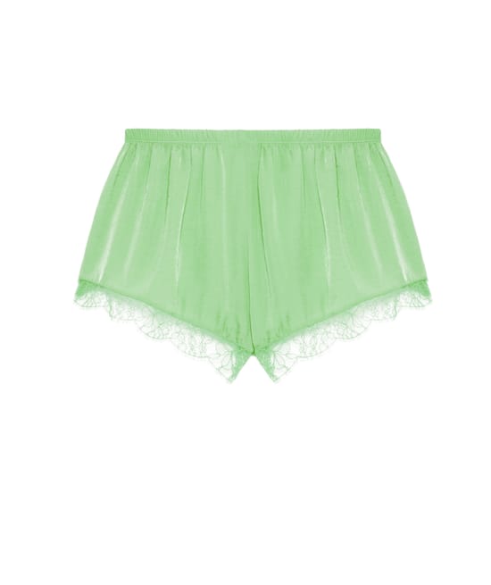 Satin and lace shorts;