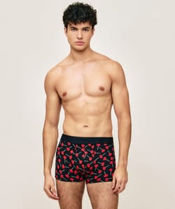 Cotton boxer shorts with lollipop pattern;