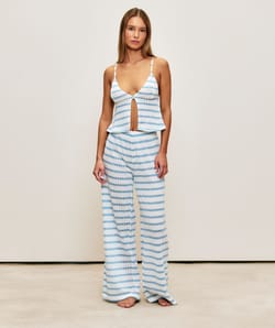 Pantalon en crochet avec motif ray&eacute;;