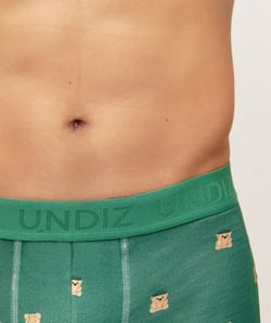 Green cotton boxer with bear patterns;