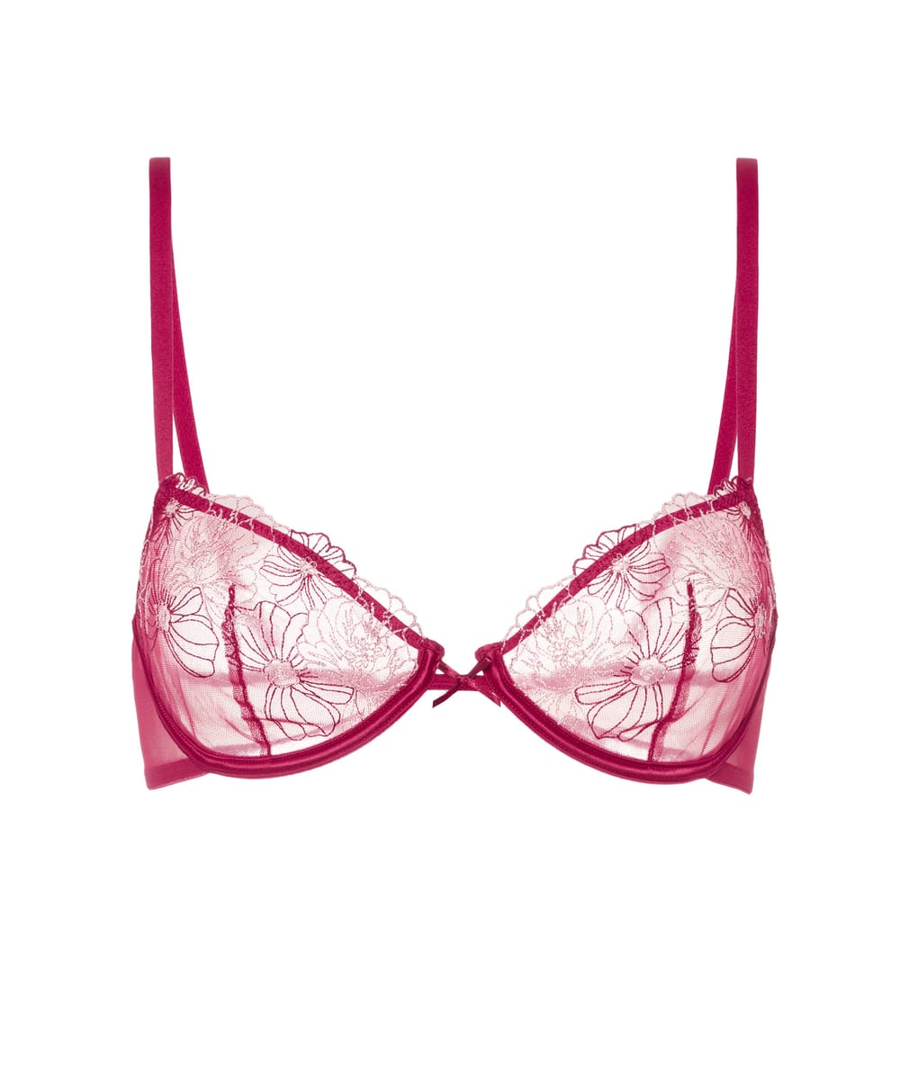 Soutien-gorge corbeille en dentelle et broderies;