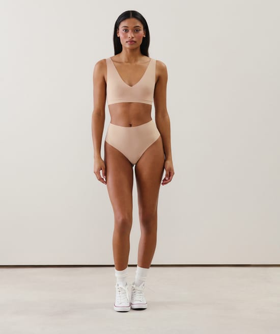 Microfiber high-waisted thong;