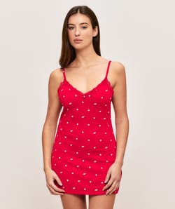 Nuisette en pointelle motifs c&oelig;urs;