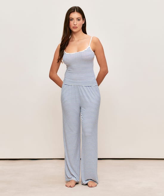 Ribbed striped trousers;