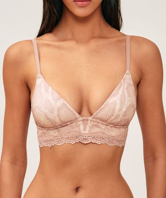 Triangle bra in microfiber with snake print;