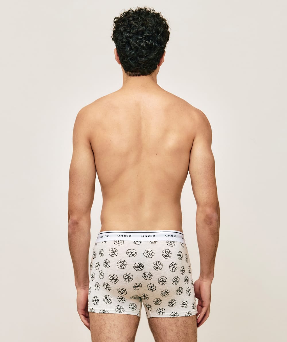 Cotton boxer shorts with dice pattern;
