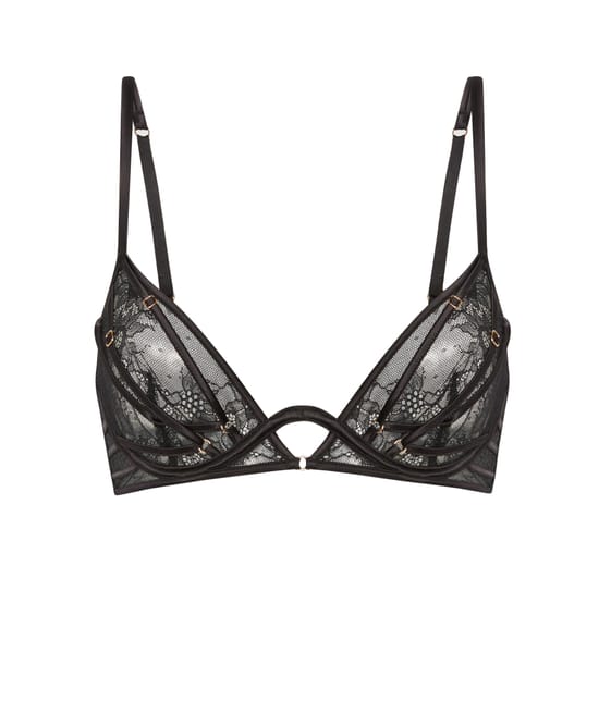 Lace balconette bra ;
