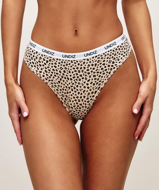 Katoenen slip met luipaardprint;