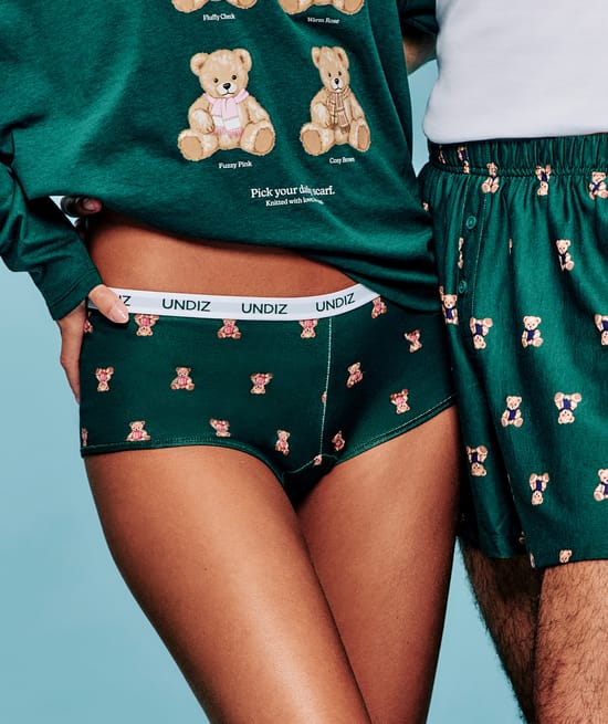 Shorty en coton imprim&eacute; oursons;