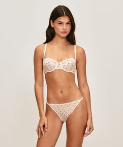 Polka dot mesh thong;