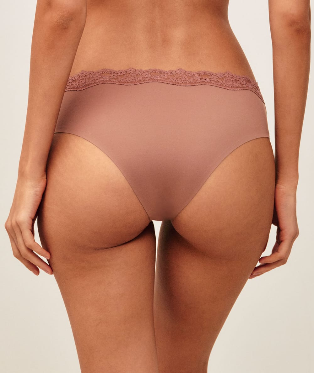 Shorty en microfibre et dentelle;