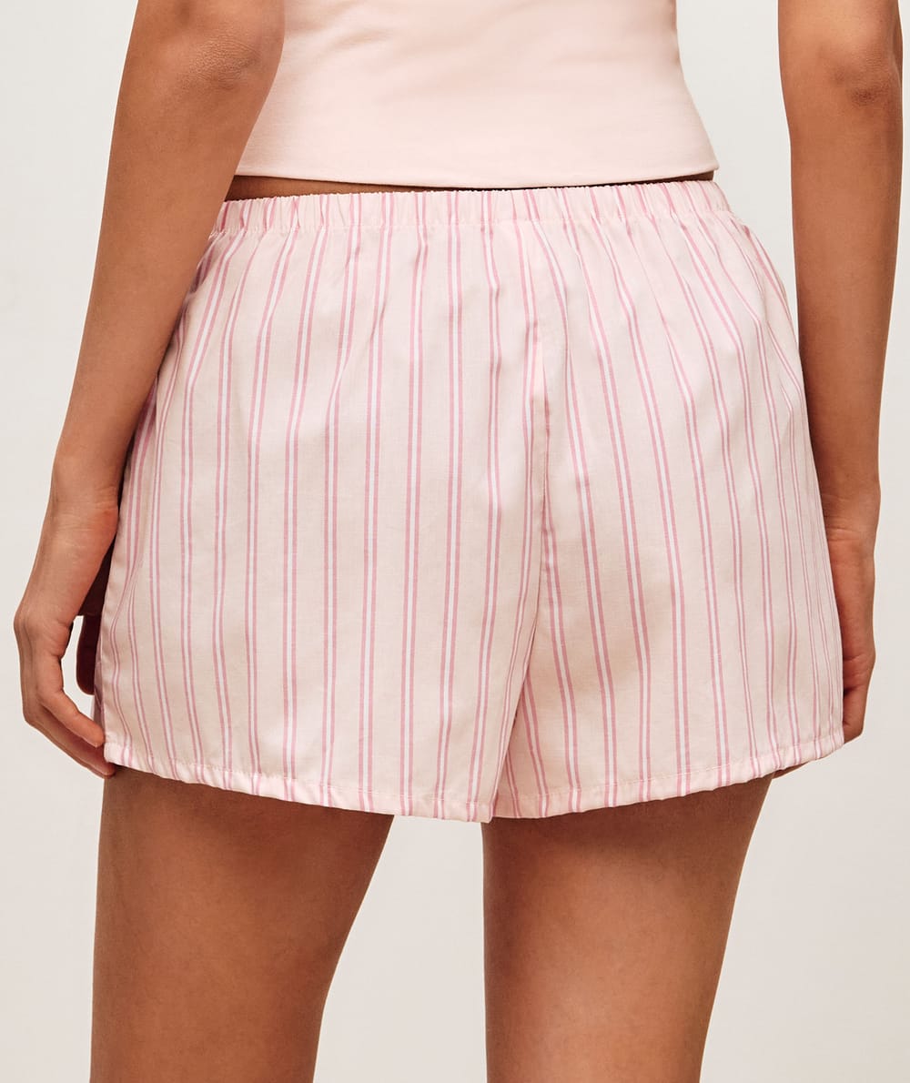 Pantalones cortos de algod&oacute;n a rayas;