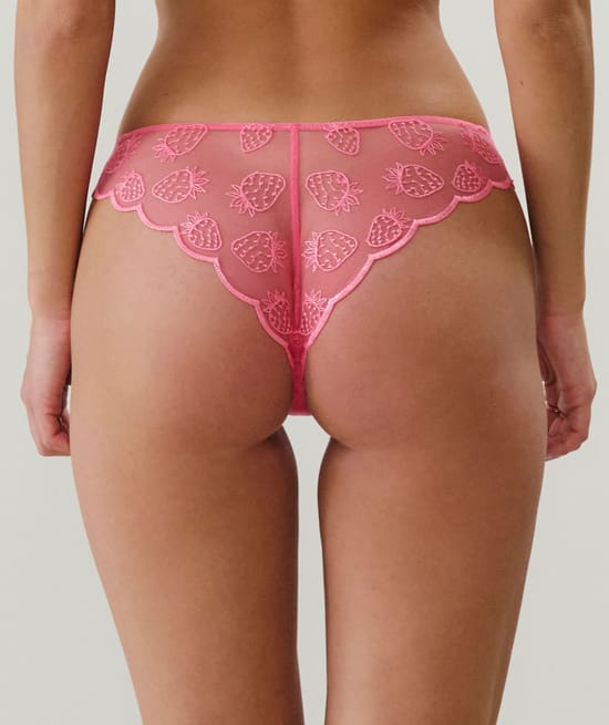 Thong with embroidery;