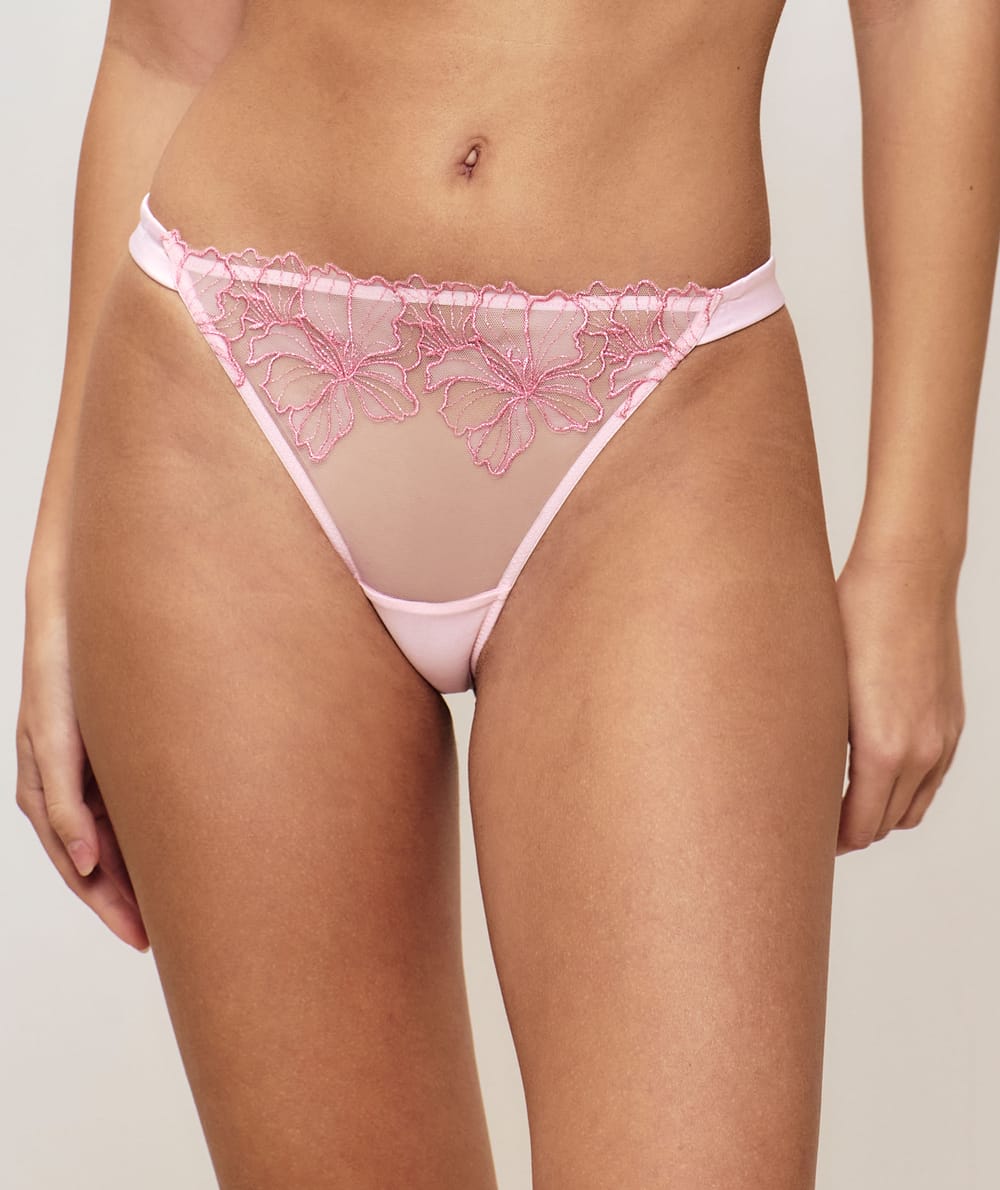 Thong with embroidery;