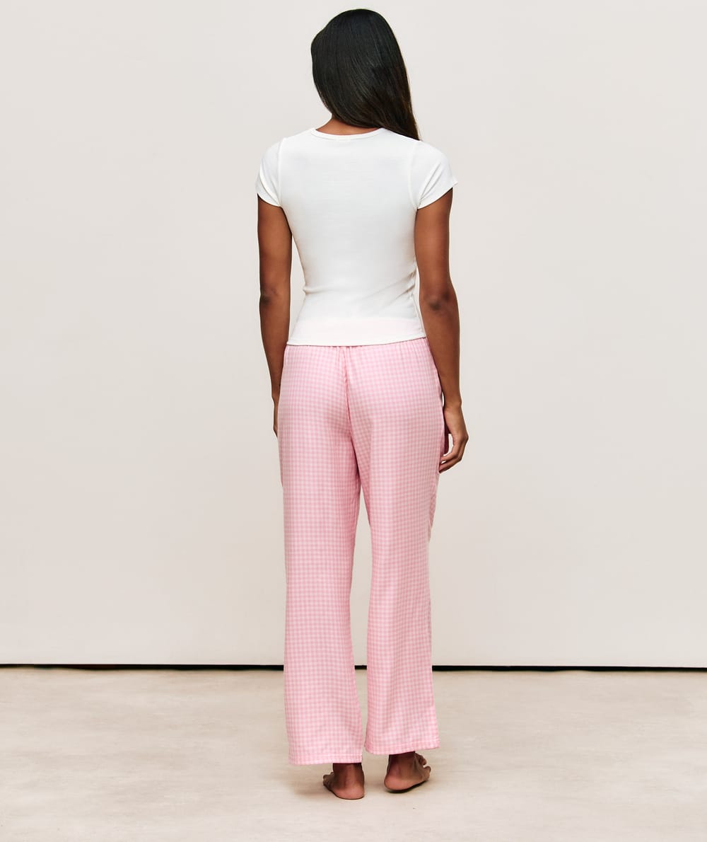 Gingham jersey trousers;