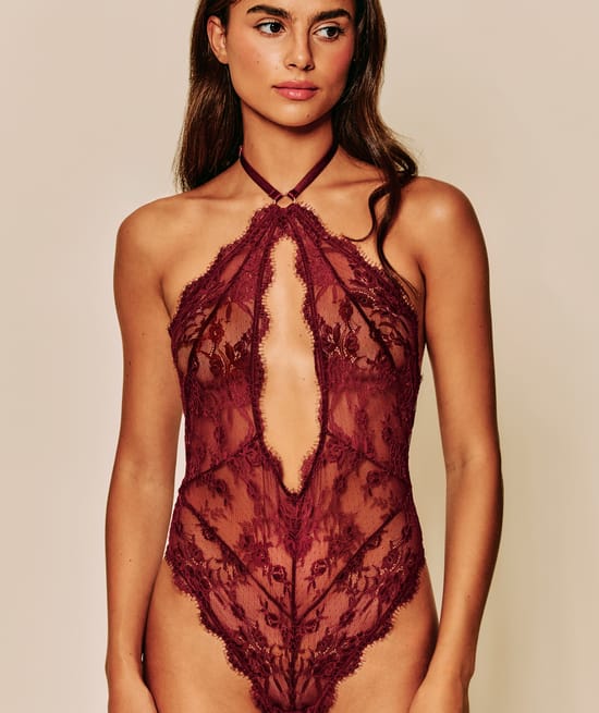 Lace backless bodysuit;