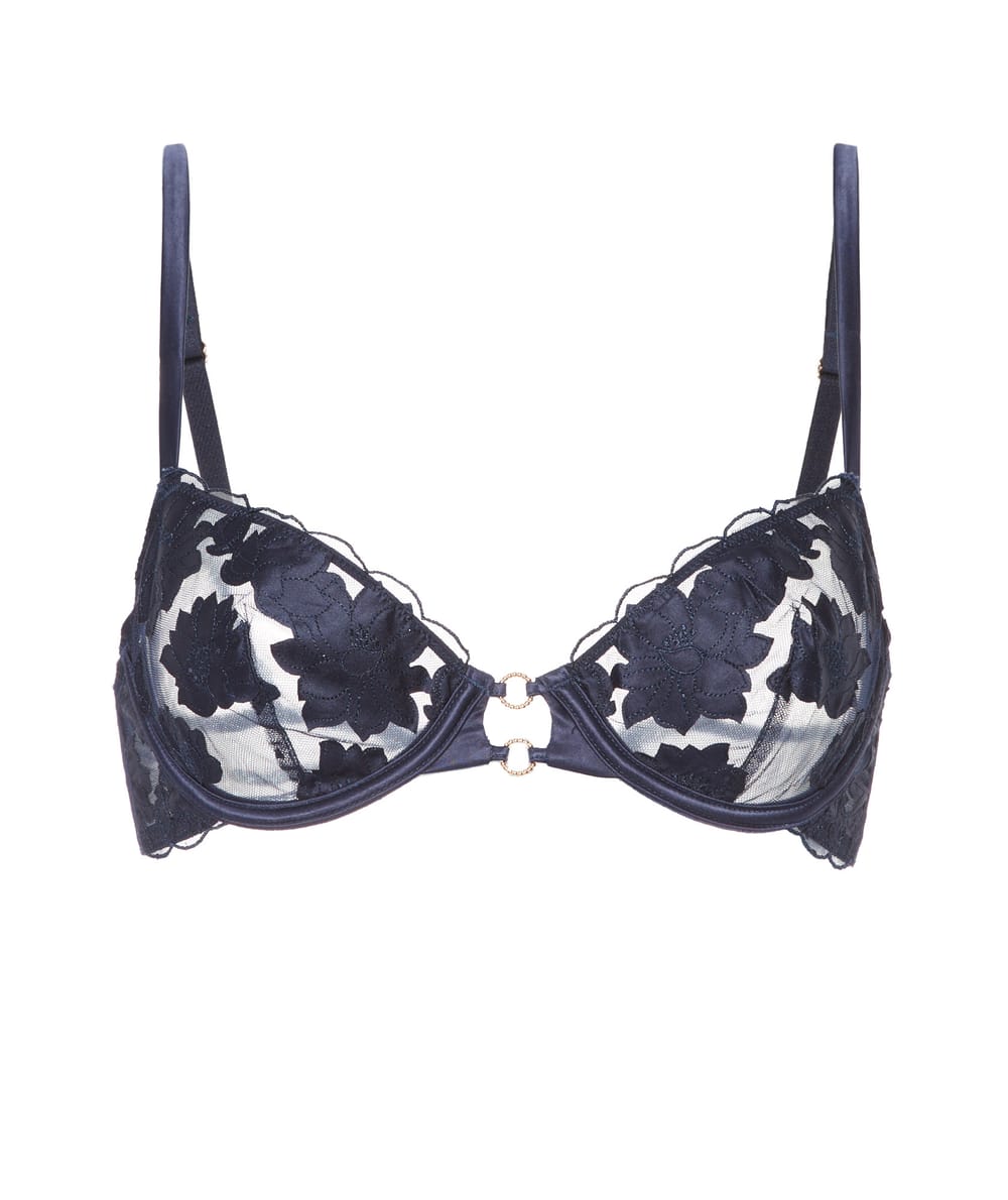 Balconette bra with embroidery;