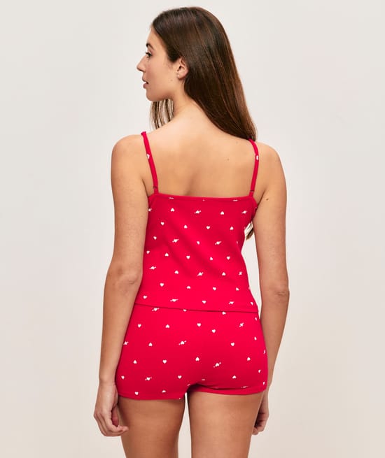 Heart print jersey camisole;