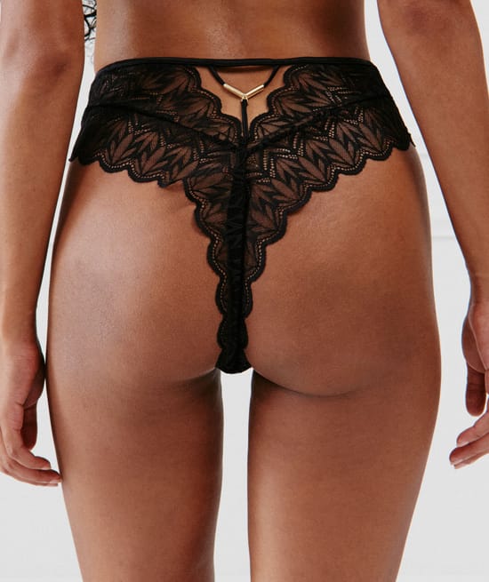 High-rise lace tanga;