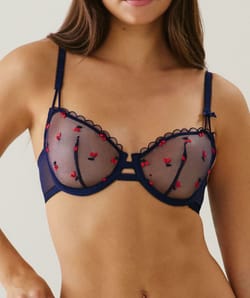 Soutien-gorge corbeille en mesh avec broderies cerises;