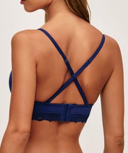 Triangle bra in microfiber and lace;