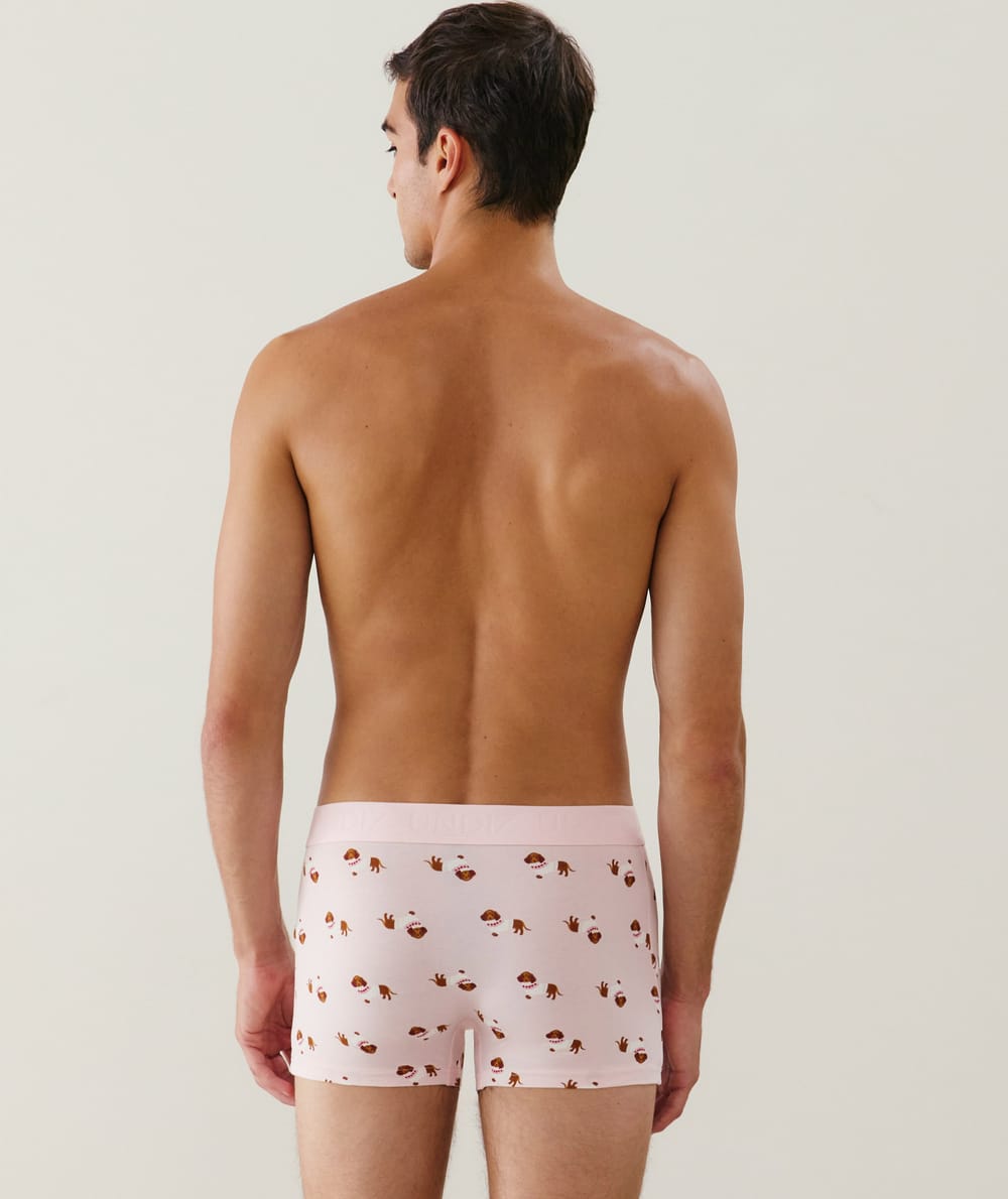 Cotton boxer shorts with dachshund pattern;
